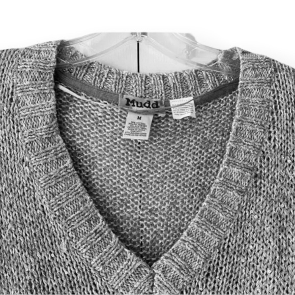 Mudd Womens Junior Silver Gray Sparkly Sequin Long Sleeve Pullover  Sweater M - Picture 5 of 13